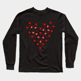 red hearts, heart, love, engagement, wedding, valentine's day Long Sleeve T-Shirt